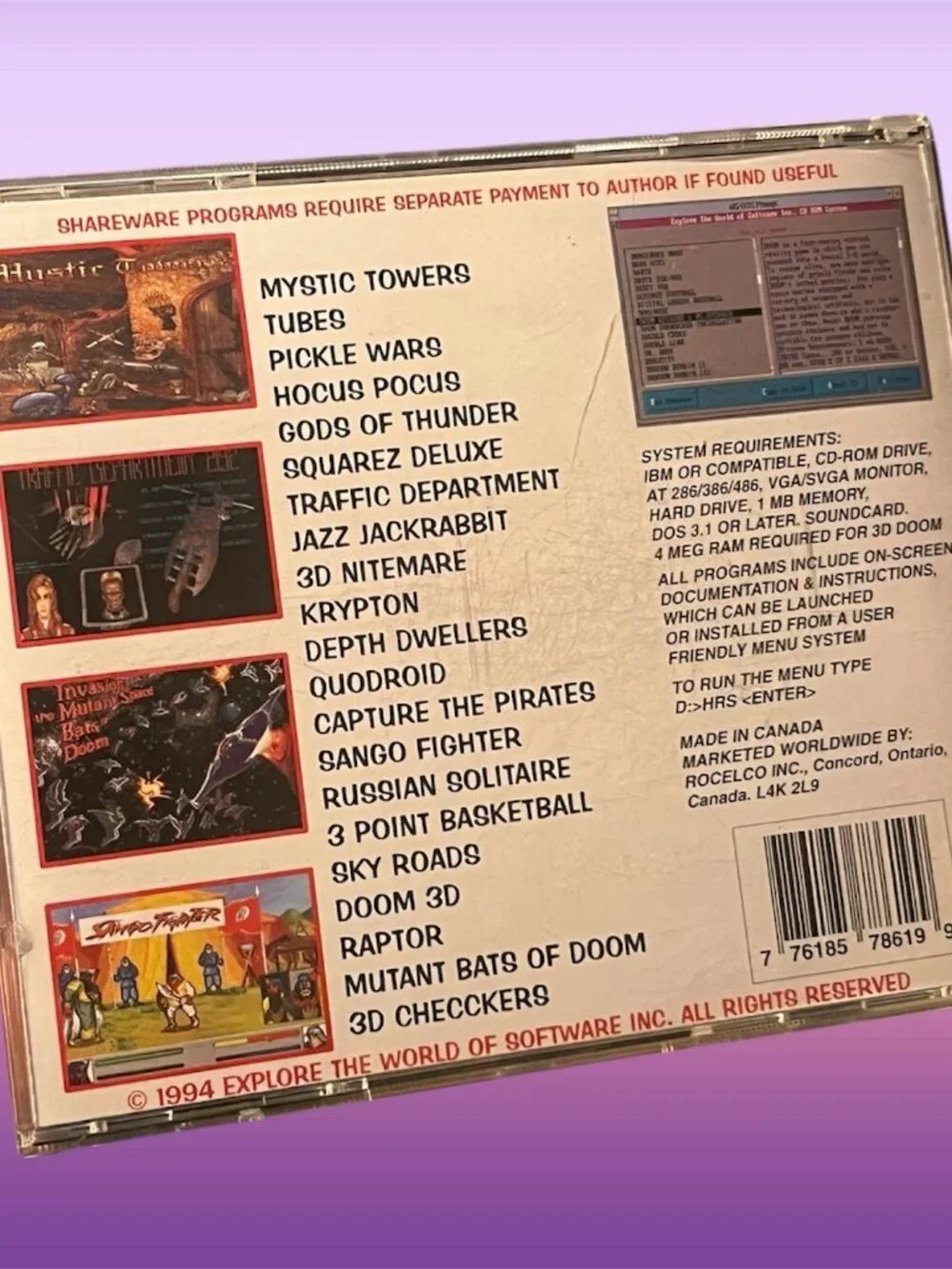 Hottest New Releases Vol 1 PC Game Shareware World Of Software Inc 1994
